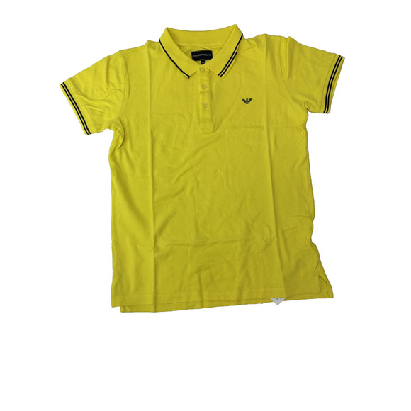 Emporio Armani Yellow Logo Eagle Polo Shirt Size 16A Men's Small Designer Casual - Picture 1 of 8